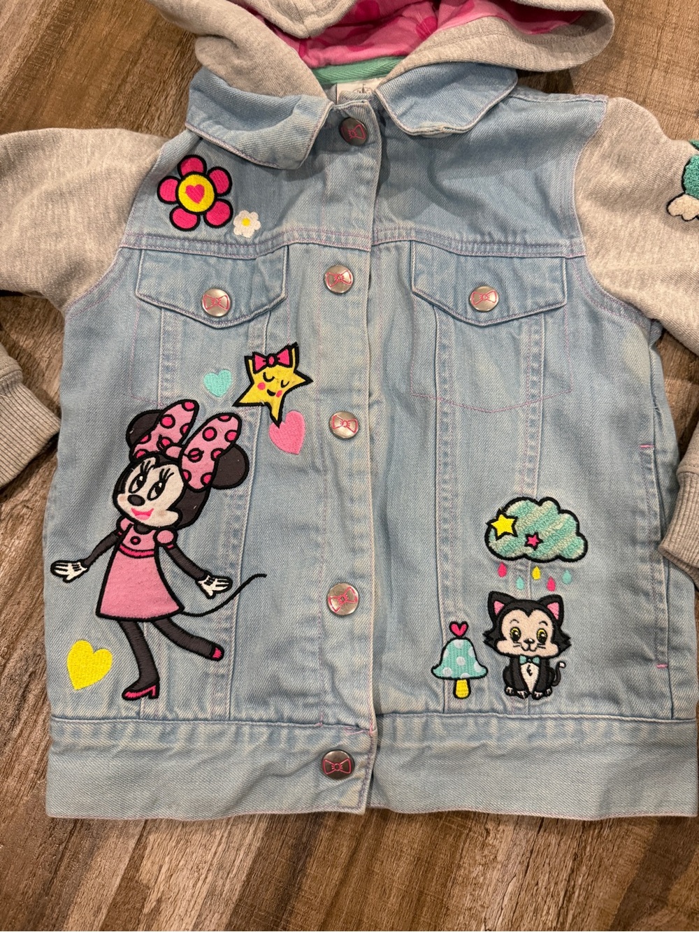 Disney Store Minnie Mouse Denim Hoodie Jacket Girls 5/6